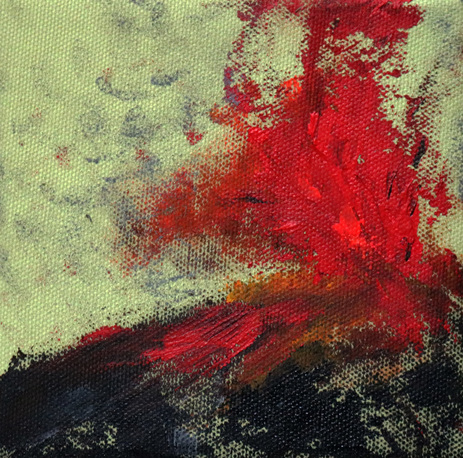 exploding volcano painting