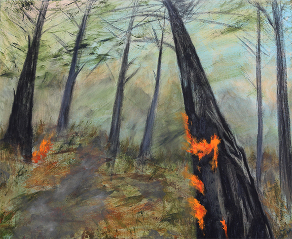 forest on fire painting